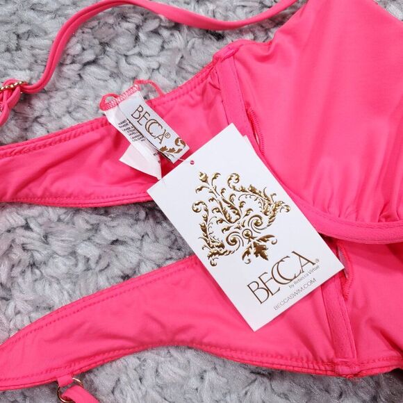 Becca By Rebecca Virtue Moon Ridge Underwire Swim Bikini Top Size Medium Pink - Picture 5 of 8